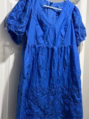 Old Navy Royal Blue Eyelet Midi Dress